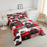 Erosebridal Kids Tractor Comforter Set for Boys Girls Red Cartoon Tractor Bedding Set Twin Farm Vehicle Truck Down Comforter Equipment Construction Duvet Insert Rustic Geometric Plaid Room Decor Erosebridal