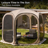EAST OAK Screen House Tent Pop-Up, Portable Screen Room Canopy Instant Screen Tent 10 x 10 FT with Carry Bag for Patio, Backyard, Deck & Outdoor Activities, Beige EAST OAK