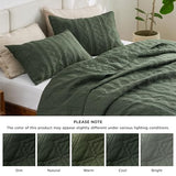 Bedsure 100% Cotton Quilt Set - Queen Size Bedspread, Lightweight Soft Bed Coverlet, 3-Piece Cozy Stitching Quilt Set with 2 Pillow Shams in Geometric Pattern for All Season, 90x96 inches, Olive Green Bedsure