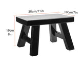 Small Stool Wooden Step Stool Footstool Solid Wood 8 inch for Kids Adults Plant Stand Fishing Stool (Black) XDSTOOL