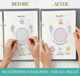 ilauke Upgraded Embroidery Stitch Book Loose-Leaf 7x8 inch, Embroidery Kit for Beginner Adults 106 Patterns, DIY Sewing Books Kit with Supplies & Tutorials, Easy to Practice