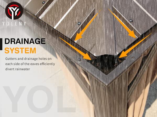 YOLENY 12'x16' Hardtop Gazebo with Galvanized Steel Double Roof, Pergolas Aluminum Frame, Netting and Curtains Included, Metal Outdoor Gazebos for Garden, Patios, Lawns, Parties YOLENY