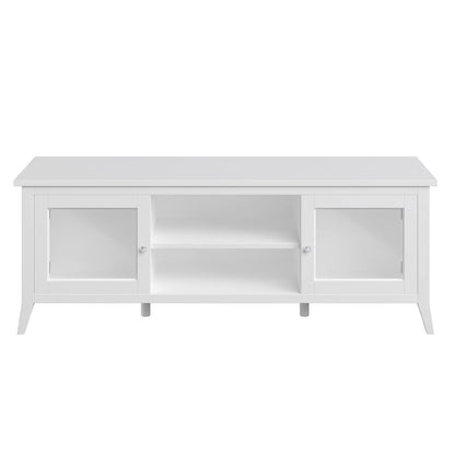 Lavish Home TV Stand - 55-inch Storage Cabinet with 2 Cubbies and 2 Shelves - Entertainment Center for Living Room, Bedroom, or Entryway (White)