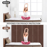 6 Panel Folding Portable Partition Screen ，71”high， Room Divider Wood Screen with Bamboo Mesh Woven Design Room Dividers Privacy Screens Dividers for Home Office Restaurant Bedroom, Brown RROCOSIA