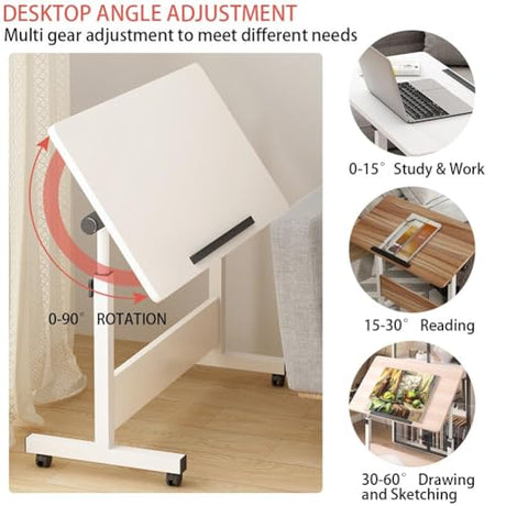 Takywep Adjustable Height Rolling Standing Desk, Mobile Foldable Sit Stand Workstation with Wheels for Laptop, Small Space Home Office Computer Table Takywep