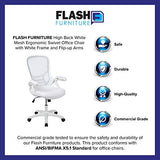Flash Furniture Porter High-Back Swivel Office Chair with Adjustable Lumbar Support and Height, Ergonomic Mesh Desk Chair with Flip-Up Armrests, White Flash Furniture