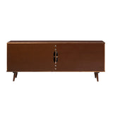 Walker Edison Genia Mid-Century Modern Solid Wood Stand for TVs up to 65 Inches, Walnut Walker Edison