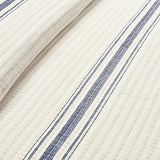Lush Decor Farmhouse Stripe Kantha Pick Stitch Cotton Quilt/Coverlet Single Full/Queen, Navy - Striped Bedding Queen Quilt - Queen Blanket For Bed Lush Decor