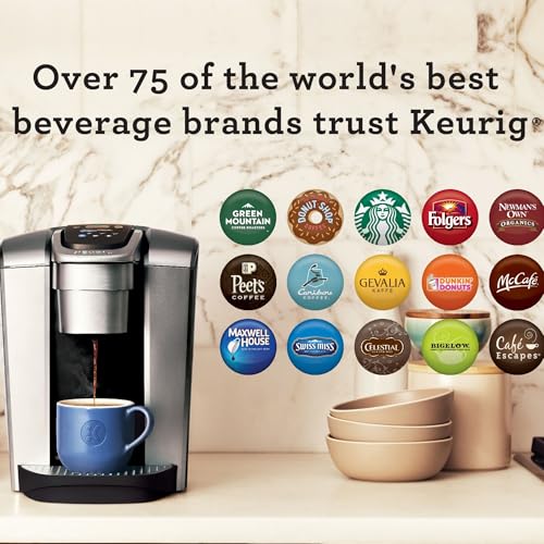Keurig K-Elite Single Serve K-Cup Pod Coffee Maker, with Strength and Temperature Control, Iced Coffee Capability, 8 to 12oz Brew Size, Programmable, Brushed Silver Keurig