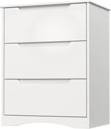 Gizoon 3 Drawers Chest, Bedroom Drawer Dresser with Large Storage Capacity, Embedded Handle, and Sturdy Anti-Tripping Device, Modern Design Cabinet for Hallway, Office, Living Room (White) Gizoon