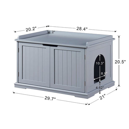 unipaws Cat Litter Box Enclosure Furniture, Cat Washroom, Hidden Litter Box Cover, Cabinet for Large Cat, Dog Proof Cat Litter Boxes, Hideaway Litter Box, Cat House, Grey - WoodArtSupply