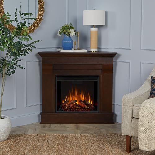 Real Flame Chateau 41" Corner Electric Fireplace with Mantel for Living Room or Bedroom, Replaceable Fireplace Insert Heater, Realistic Log and Flame Effect, Remote Control, Timer. Real Flame