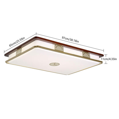 Dimmable Modern LED Ceiling Light, 38'' Large Rectangular Ceiling Lamps with Remote Control, Wood Flush 3000K-6000K Mount Light Fixtures for Living Room Dining Room Bedroom - WoodArtSupply