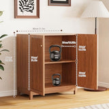 COSIEST 31.5" Fluted Sideboard Buffet Cabinet with Storage, Mid Century Modern Accent Cabinet with Adjustable Shelves, Solid Wood Legs, Multifunctional Console Table for Living Room, Kitchen, Entryway COSIEST