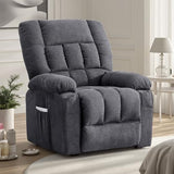 DUMOS Power Lift Recliner Chair with Vibration Massage and Heat for Elderly, Ergonomic Overstuffed Breathable Fabric Reclining Chair with 3 Pockets, Remote Control, Living Room, Bedroom, Grey DUMOS