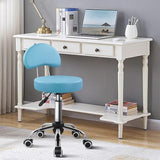 KKTONER Rolling Stool with Mid Back Height Adjustable Chair PU Leather Swivel Chair with Wheels for Office Home Task Drafting Sky Blue KKTONER