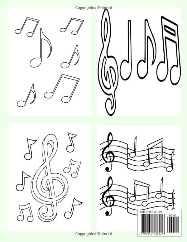 Music Notes Coloring Book For Kids ages 4-8: learn the musical staff b ...
