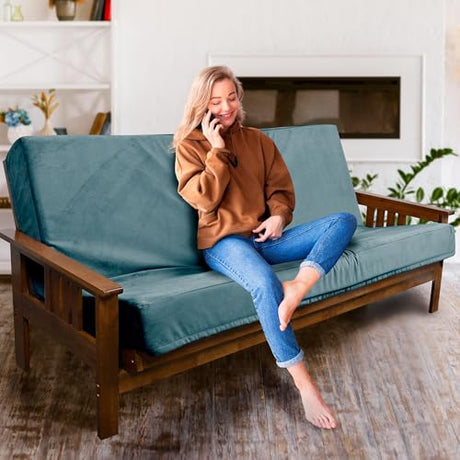 Matini Home Memory Foam Futon Mattress, Foldout Couch Futon Mattress - Full XL (Laguna) - Comfortable and Heavy Duty Sofa Bed, Thick Corded Cushion for All (Frame NOT Included) Matini Home