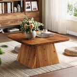LITTLE TREE Vintage Solid Wood Coffee Table, 31.5" Square Coffee Table for Living Room, Classic Living Room Center Tables, Brown Modern Design Home Furniture LITTLE TREE