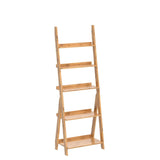 Maydear Bamboo Ladder Shelf Bookcase, 5-Tier Leaning Bookshelf Free Standing Organizer Storage Shelves for Living Room, Bedroom, Kitchen, Home Office, Balcony, Natural Wood Maydear