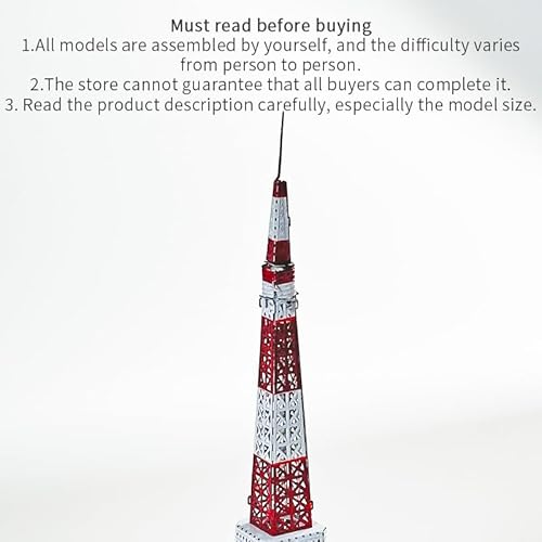 Tokyo Tower 3D Metal Model Kit, DIY Assembly Puzzle, Japanese Landmark Building Replica, Red and White