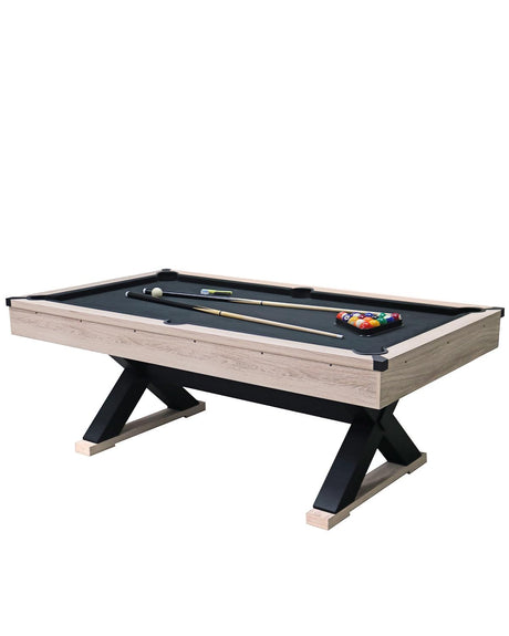 84" Pool Table, 7 FT Billiard Tables with 2 Cue Sticks, Billiard Balls, Cues, Cleaning Brush, X-Legs OutdoorVibe