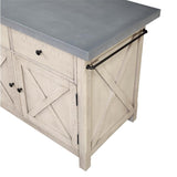OSP Home Furnishings Nashville Kitchen Island with 2 Matching Stools, Cement Grey Top OSP Home Furnishings
