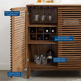 Modway Render Mid-Century Modern Wine Rack Storage, Bar Cabinet, Walnut Modway