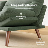 Marsail 66.1" Futon Sofa Bed, Corduroy Convertible Futon Couch with Adjustable Backrest & Armrests, Small Sleeper Sofa Loveseat for Small Apartments, Study Room, Office, Green Marsail