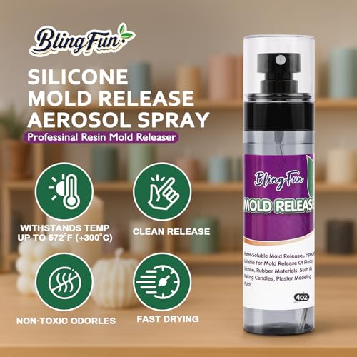 Pachsi 4Oz Mold Release Spray for Candle Making and Epoxy Resin, Fast-Drying Silicone Oil Releaser, Non-Stick Professional Mold Release Agent, Promotes Mold Longevity, Withstands High Temperature