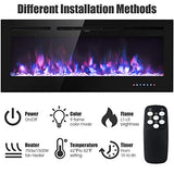 Tangkula 50 inches Electric Fireplace Insert with Thermostat, in-Wall Recessed and Wall Mounted 1500 W Faux Fireplace, Touch Screen Control, 9 Flamer Color, Temperature Control & Timer (50 inches) Tangkula