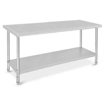 ACONEE Food Prep Stainless Steel Table, Stainless Steel Worktable 72x30x35 Inch, Heavy Duty Metal Table Cart Worktable with Undershelf, Commercial Workstation for Kitchen Restaurant Garage, Silver