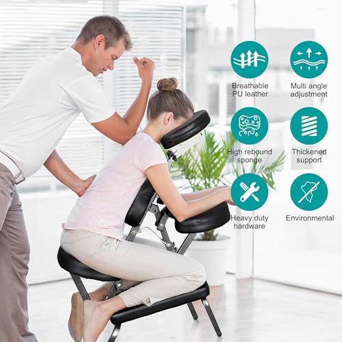 Nova Microdermabrasion Portable Massage Chair Foldable Tattoo Therapy Chair 4 Inches Thickness Sponge Face Cradle Spa Salon Massage Chair (Black) Nova Microdermabrasion