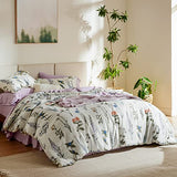 Bedsure Comforter Set King Size - Cute Floral Bedding Comforter Set, 3 Pieces, 1 Soft Reversible Coconut White Botanical Flowers Comforter and Pillow Shams Bedsure