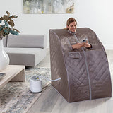 SereneLife Portable Steam Sauna - Single Person Detox Spa (Gray) - Includes Foldable Chair for Comfort, Foot Pad Heating Mat SereneLife