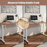 Sit to Stand Workstation Frame, Manual Height Adjustable Standing Desk Frame w/ Foldable Hand Crank, Cable Tray & Hanging Hook, Adjustable Footpads, Ergonomic Desk Frame for Home Office, Black (WHITE) MEDIMALL