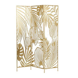 Deco 79 Metal Partition Screen - Foldable Room Divider with Palm Leaf Cutout, 3 Panel Privacy Screen, 48" x 1" x 71", Gold Deco 79