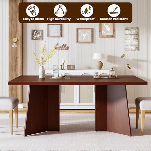 GarveeHome Dining Table for 6-8 People - 63" Modern Long Kitchen Table with Large Tabletop & Heavy Duty Pedestal Legs, Dinner Table for Kitchen, Conference Room, Home, Walnut GarveeHome