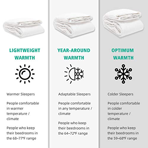 APSMILE Oversized King Luxury Organic Cotton All Season Down Feather Fibers Comforter, High Fill-Power Medium Warmth Duvet Insert (120x98, Ivory White) APSMILE