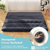 Giantex Japanese Floor Mattress, 4 Inch Futon Mattress with Washable Cover & Storage Bag, Foldable Roll up Mattress Tatami Mat, Portable Sleeping Pad for Camping, Dormitory, Black, King Giantex