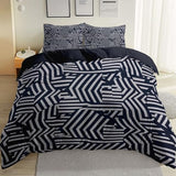 Printed Duvet Cover Set Single Size - Black 3 Pieces (1 Quilt Cover with Zipper Closure + 2 Pillow Sham), Ultra Soft Brushed Microfiber Modern Lines Minimalist Bedding Set Generic