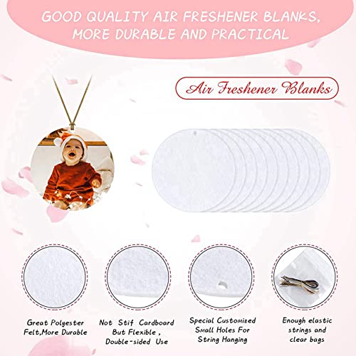 Ruitutedianzi 200 Pieces Sublimation Air Freshener Blanks DIY Air Freshener Scented Blank Car Pressed Felt for DIY Heat Press-Round