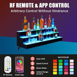 Takywep LED Lighted Liquor Bottle Display Shelf, 3-Step 30-Inch Wall Mounted Lighted Liquor Bottle Shelf with Remote & App Control, Acrylic Lighted Bottle Display Stand for Home Commercial Bar Takywep