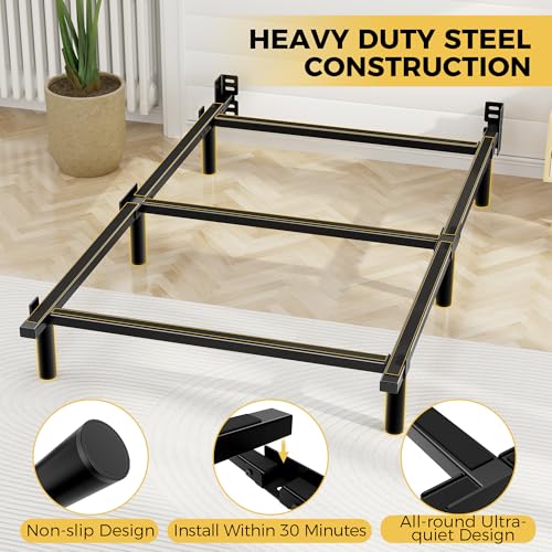 Awesofurni Twin Bed Frame, 7 Inch Basics Metal Bed Frame, Heavy Duty 9-Leg Base for Box Spring and Mattress, Noise-Free, Easy Assembly, Black Awesofurni
