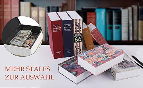 Real Paper Transfer Book Safe, Hollow with Secret Hidden Compartment, Combination Lock, 8.7"×6"×2" (Bible-Combination) PACOLO