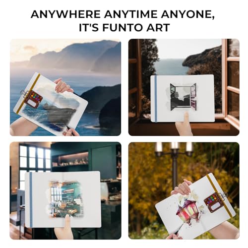 Funto Watercolor Journal, 7.5x5, 2 Packs, 44 Pages Each, Cold-Pressed 100% Cotton,PU Leather Green Cover, Art Supplies for Mixed Media Funto