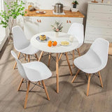 Tangkula Round Dining Table Set for 4, Modern Circle Kitchen Table & 4 Chairs with Ergonomic Seats and Solid Wood Legs, 5-Piece Dining Room Set for Small Spaces, Kitchen, Living Room Tangkula