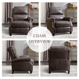 CANMOV Pushback Recliner Chair Faux Leather Armchair Push Back Recliner with Rivet Decoration Single Sofa Accent Chair for Living Room, Dark Grey