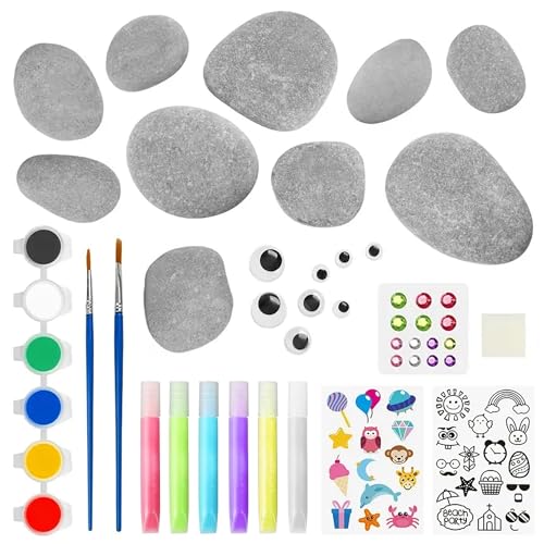 Spiggly Glow in The Dark Rock Painting Kit For Kids 6-12 | Arts and Crafts Painting Rocks for Kids | Kids Craft Paint Kits | Craft Activities Kits | Arts and Crafts Gifts for Boys Girls| Birt - WoodArtSupply