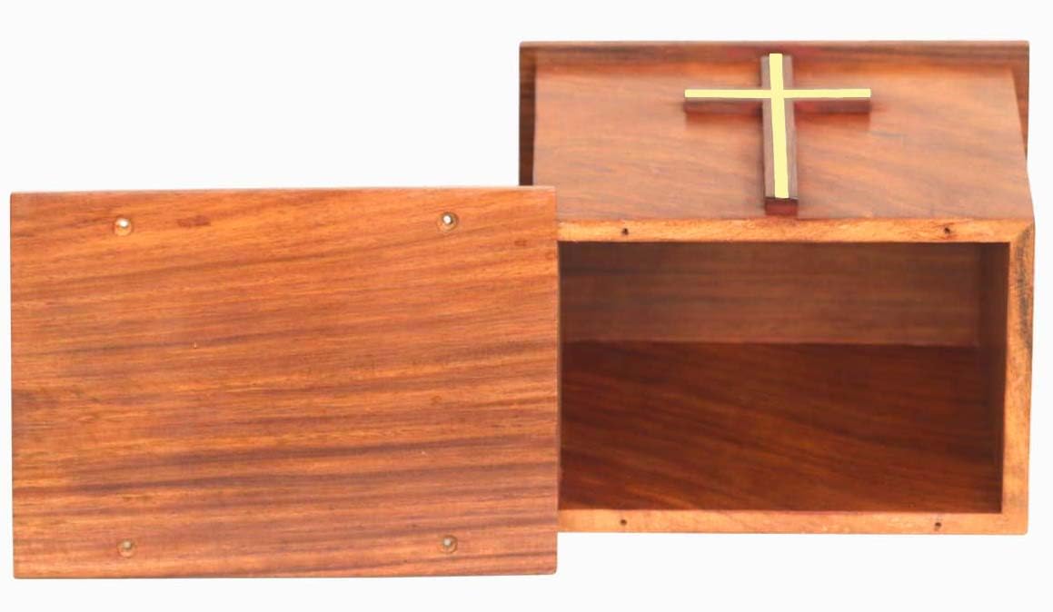 Wooden Photo Frame urn with Brass Cross | Wood Cremation urn for Male and Female | Rosewood Urn | Funeral Urns | Handmade Urn Box for Man and Woman | Funeral Urns | Burial Urns Solid Wood Handicrafts